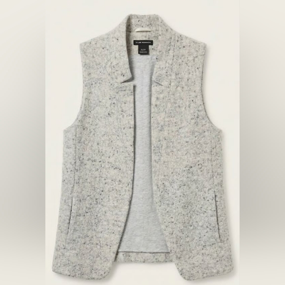 Club Monaco Jackets & Blazers - Club Monaco Wool Blend Tweed Open- Front Vest Gray Specked Size XS